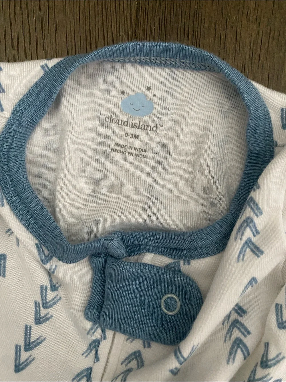 cloud island White Footed One-Piece with Light Blue Arrow Print